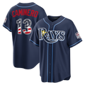 tocy TB.Rays #13 Junior Caminero Navy USA 250 Fourth of July Road Stadium Jersey
