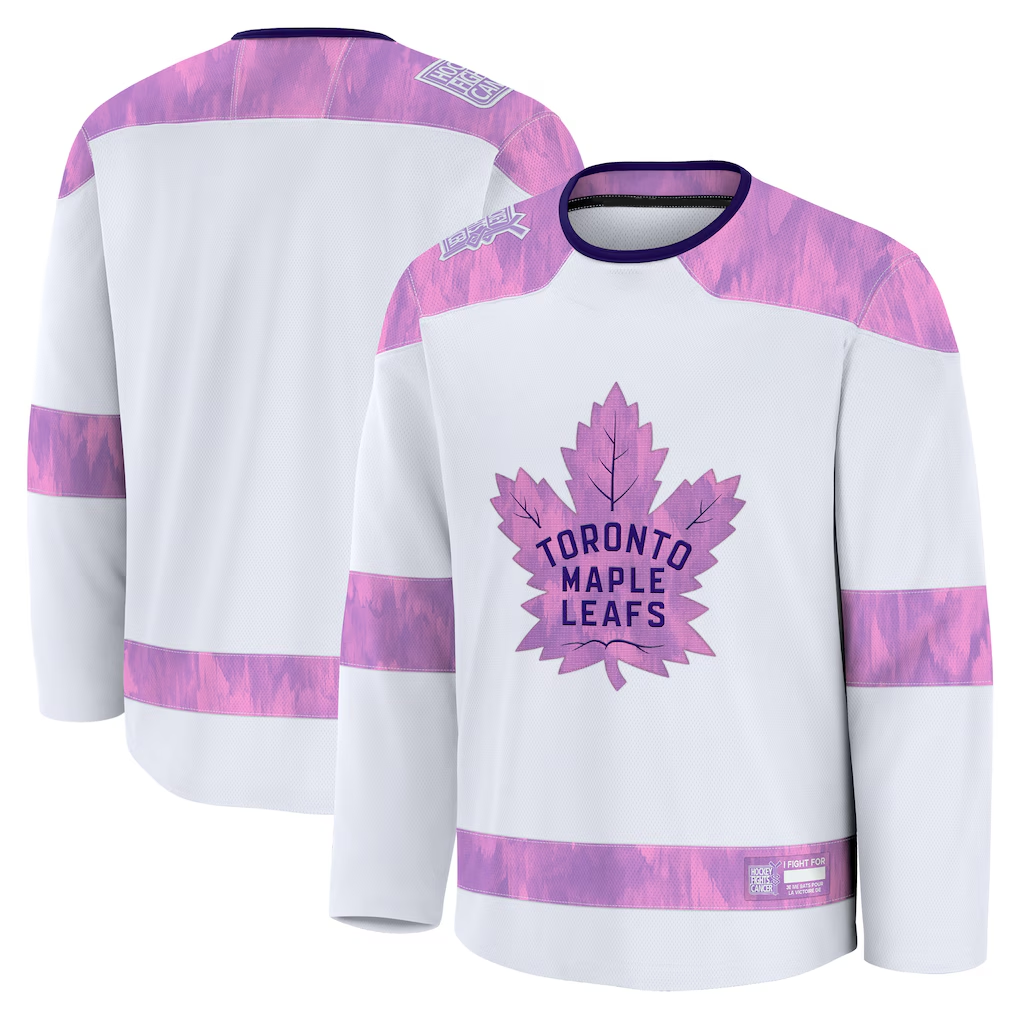 Tocy T.Maple Leafs White 2024 Hockey Fights Cancer Practice Jerseys