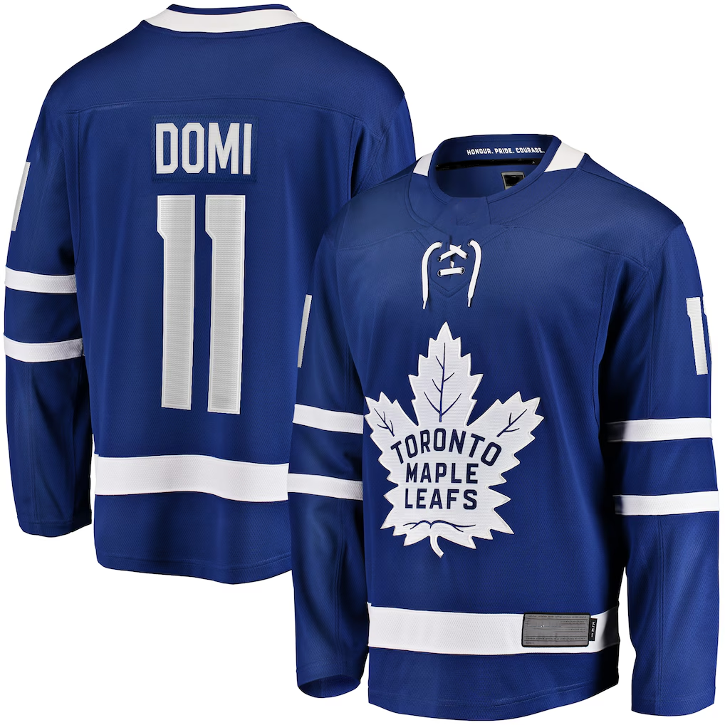 Tocy T.Maple Leafs #11 Max Domi Blue Home Breakaway Jerseys