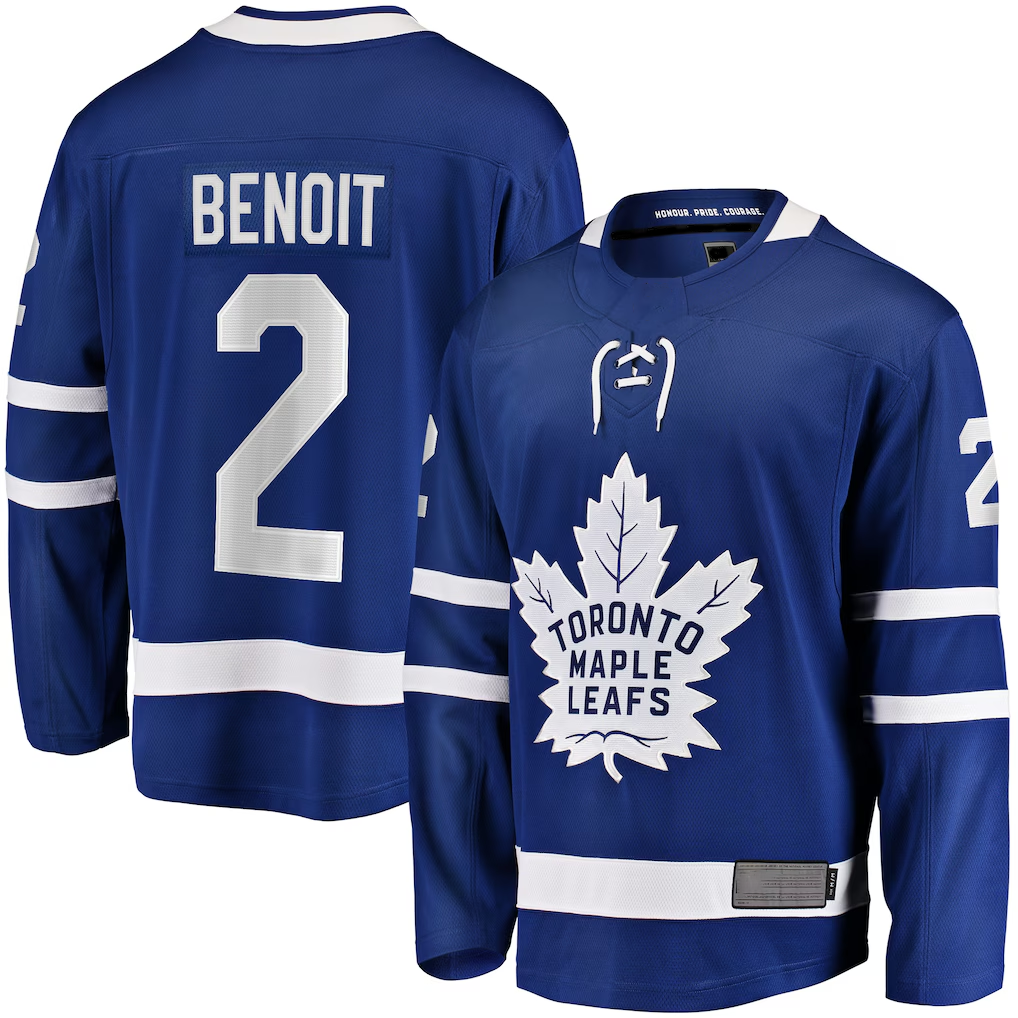 Tocy T.Maple Leafs #2 Simon Benoit Blue Home Premier Breakaway Player Jerseys