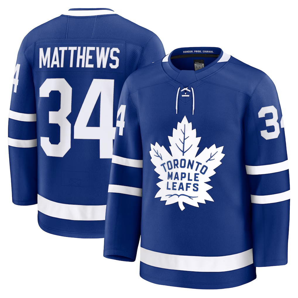 Tocy T.Maple Leafs #34 Auston Matthews Blue Home Premium Jerseys
