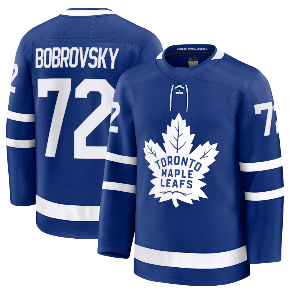 Tocy T.Maple Leafs #72 Sergei Bobrovsky Blue Home Premium Jerseys