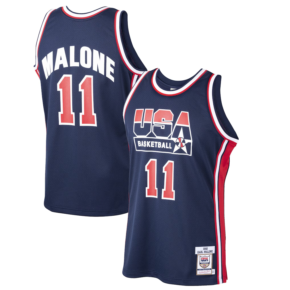 tocy U.Jazz #11 Karl Malone Mitchell & Ness Navy 1992 Dream Team Authentic Jerseys