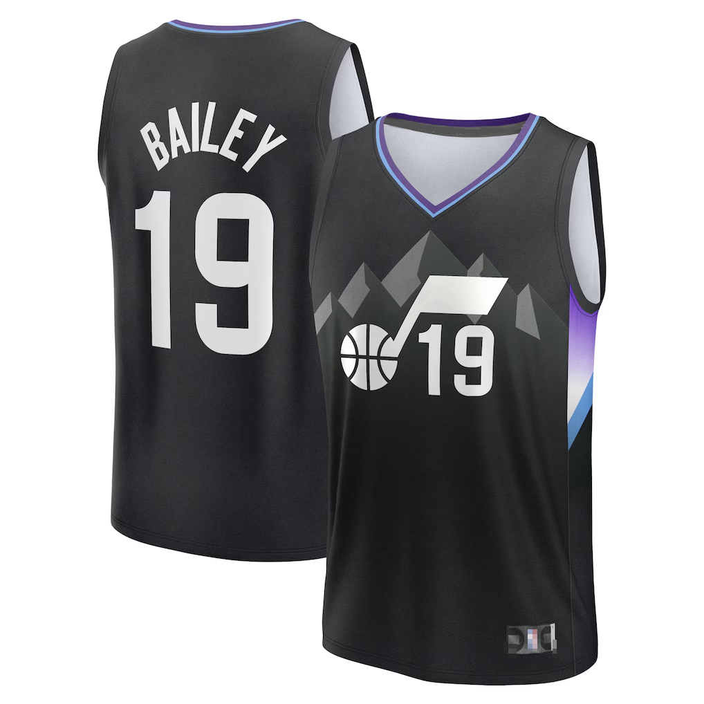 tocy U.Jazz #19 Ace Bailey Fanatics Black 2025 Draft First Round Pick Fast Break Replica Jerseys - Statement Edition