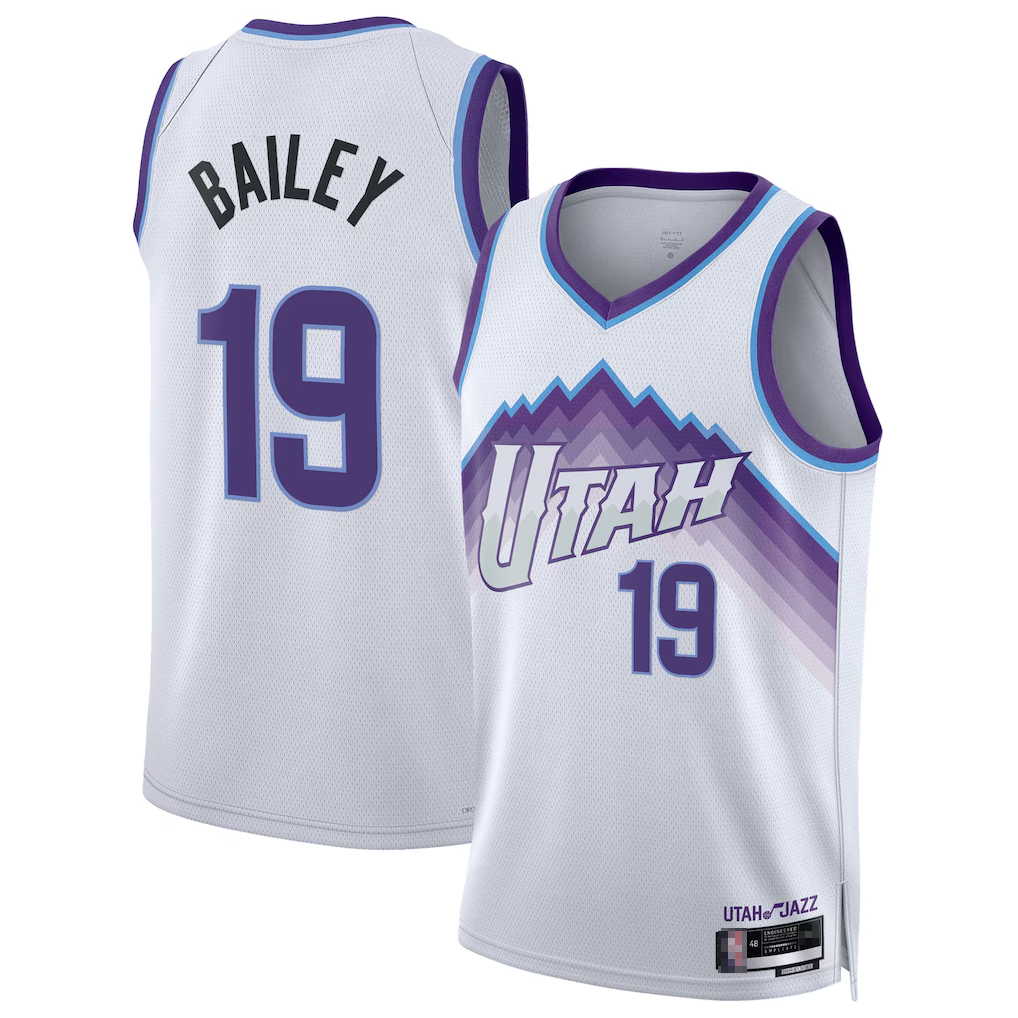 tocy U.Jazz #19 Ace Bailey White Swingman Jerseys- Association Edition