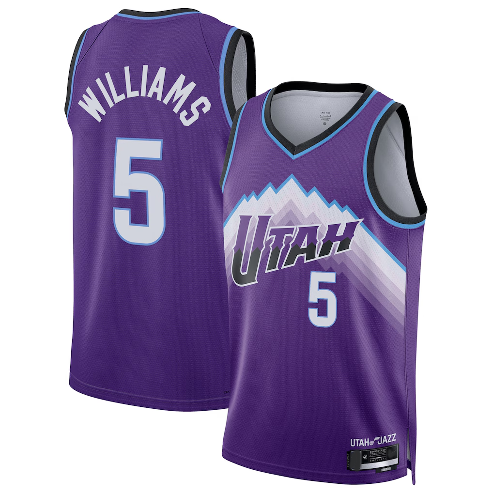 tocy U.Jazz #5 Cody Williams Purple Swingman Jerseys - Icon Edition