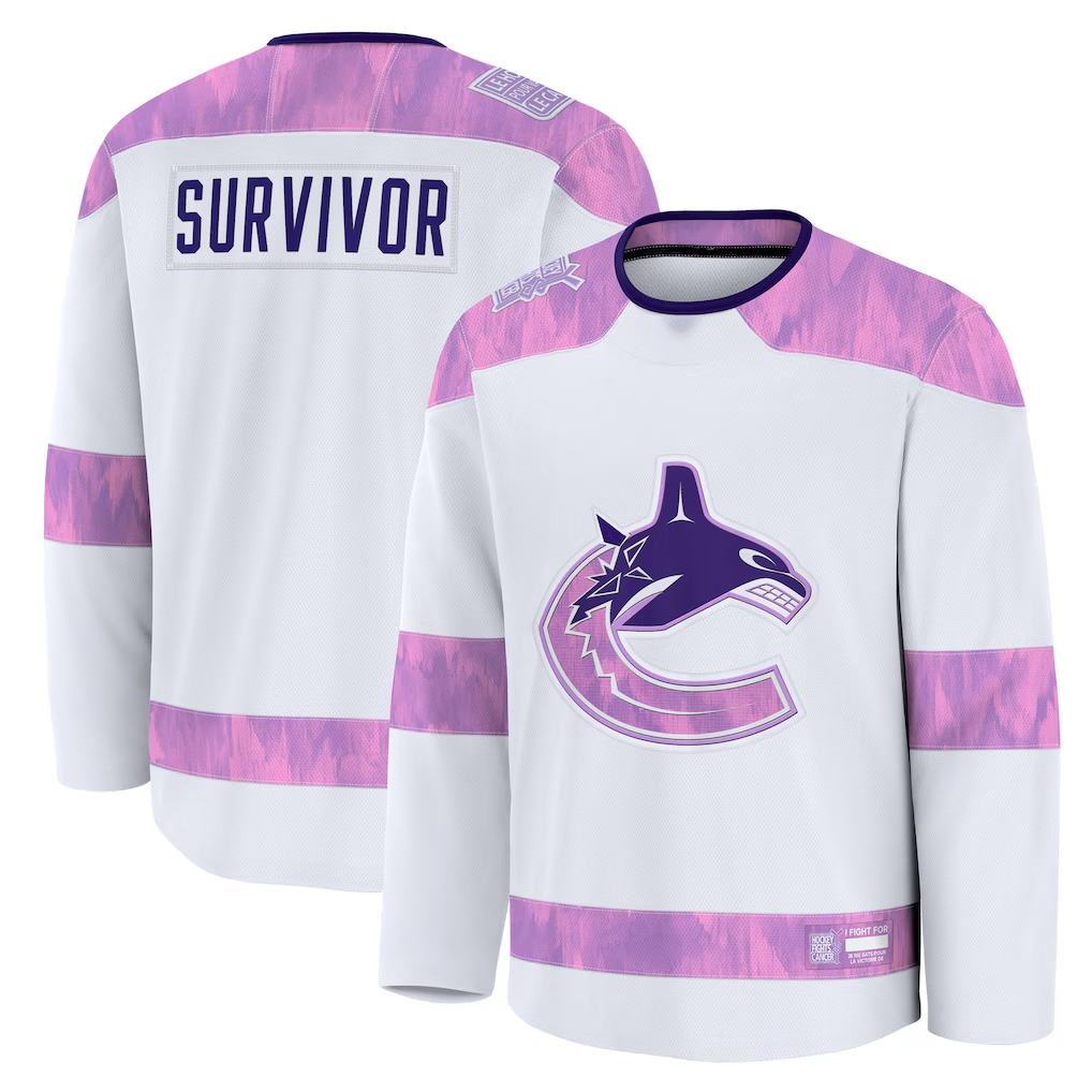 Tocy V.Canucks White Hockey Fights Cancer Survivor Practice Jerseys