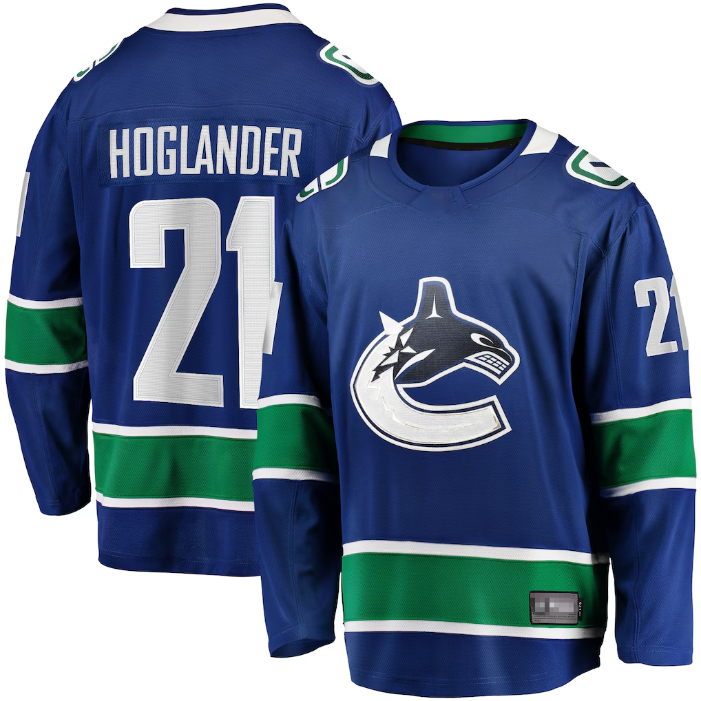 Tocy V.Canucks #21 Nils Hoglander Blue Home Premier Breakaway Player Jerseys