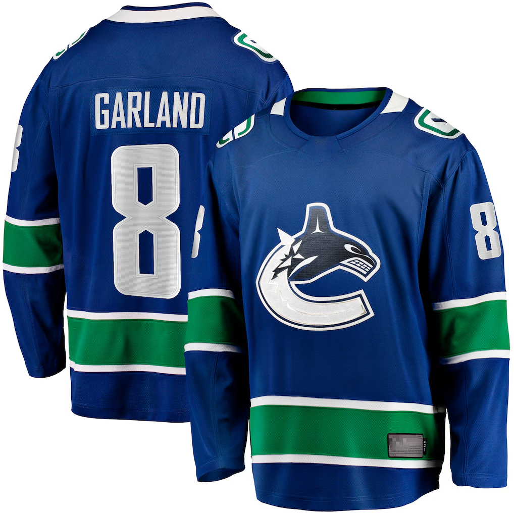 Tocy V.Canucks #8 Conor Garland Blue Home Breakaway Jerseys