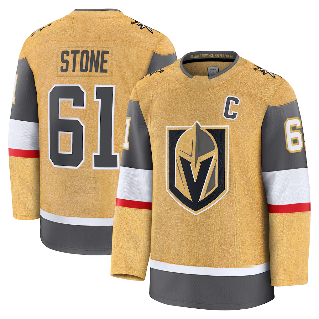 Tocy V.Golden Knights #61 Mark Stone Gold Home Premium Jerseys