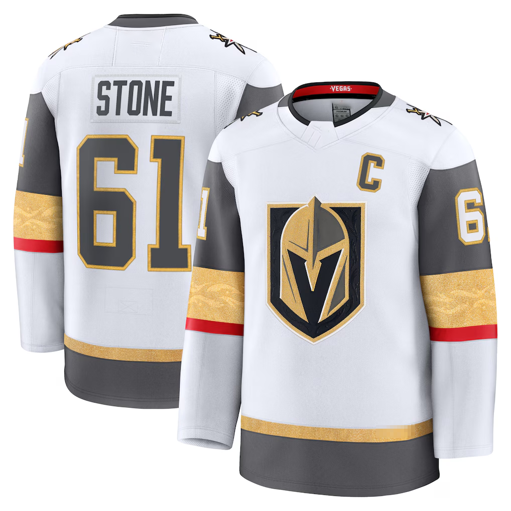 Tocy V.Golden Knights #61 Mark Stone White Away Premium Jerseys