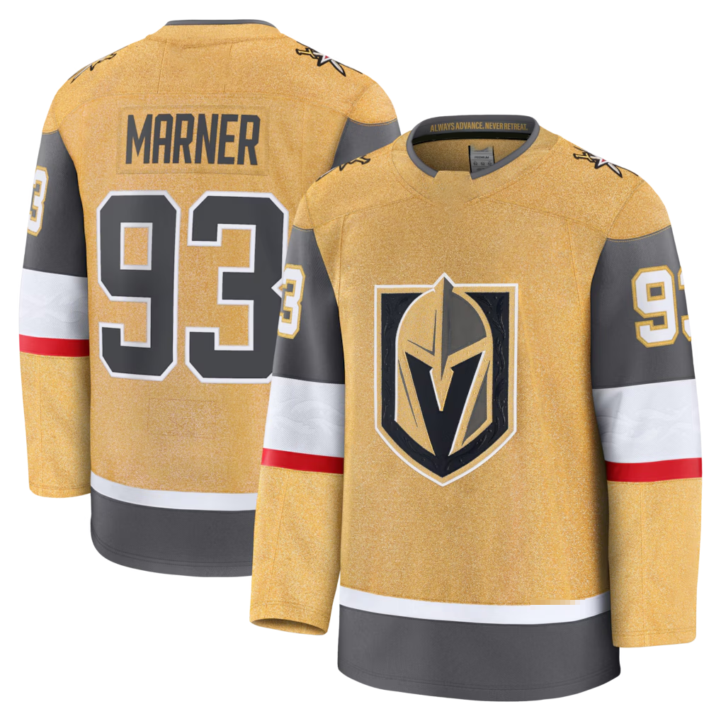 Tocy V.Golden Knights #93 Mitch Marner Gold Home Premium Jerseys