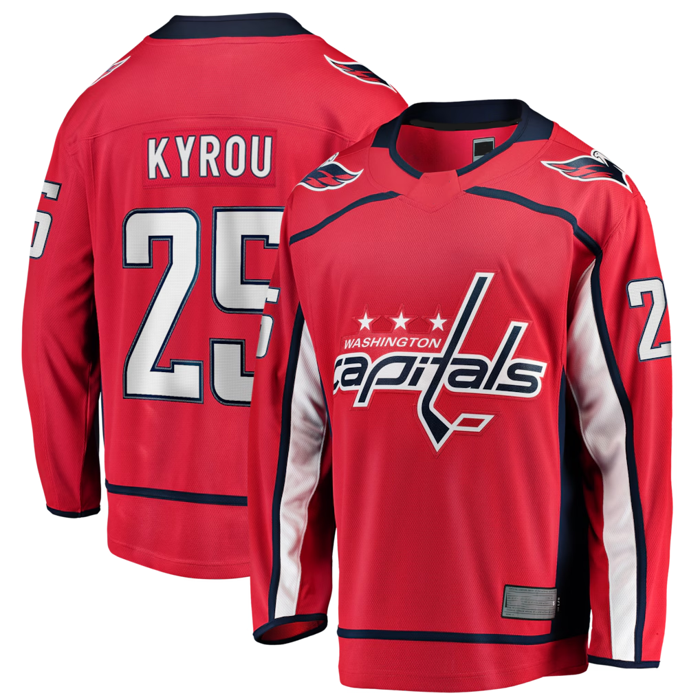 Tocy W.Capitals #25 Jordan Kyrou Red Home Breakaway Jerseys