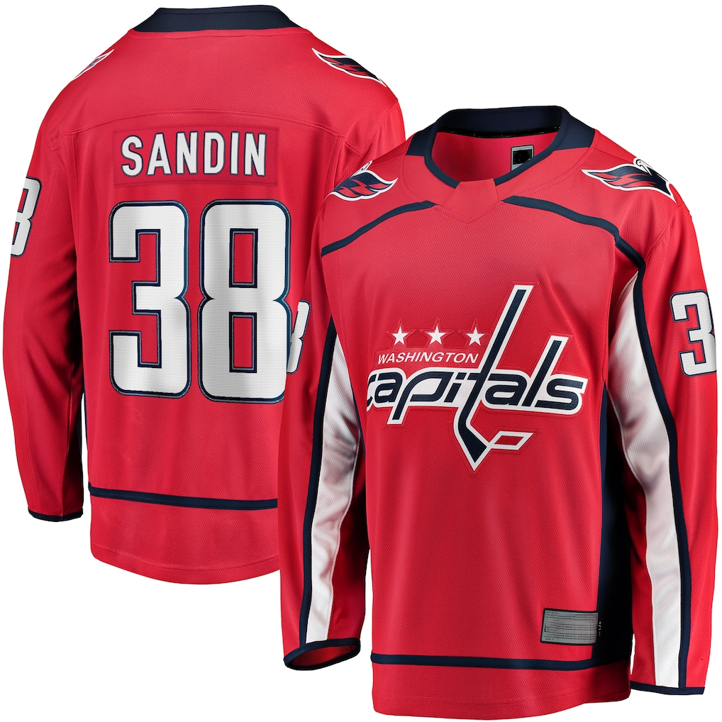Tocy W.Capitals #38 Rasmus Sandin Red Home Breakaway Jerseys