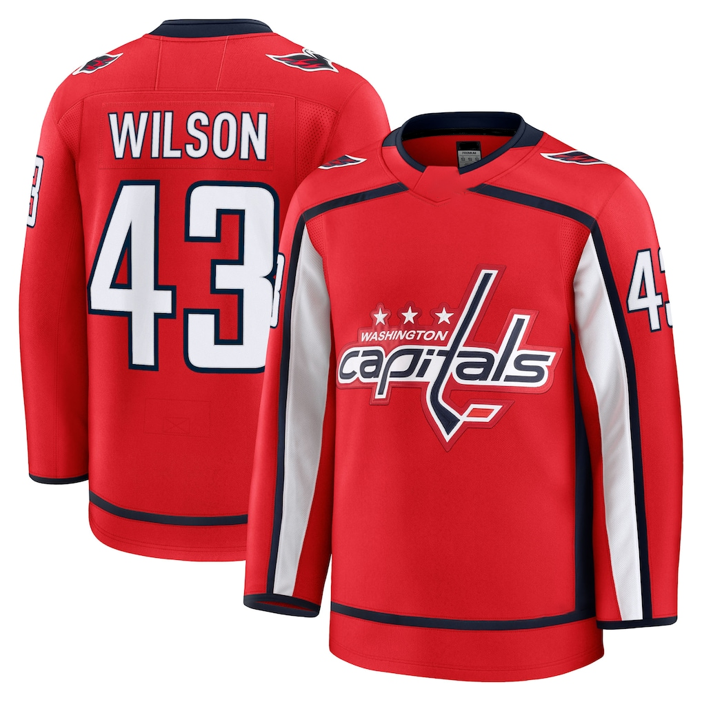 Tocy W.Capitals #43 Tom Wilson Red Home Premium Jerseys