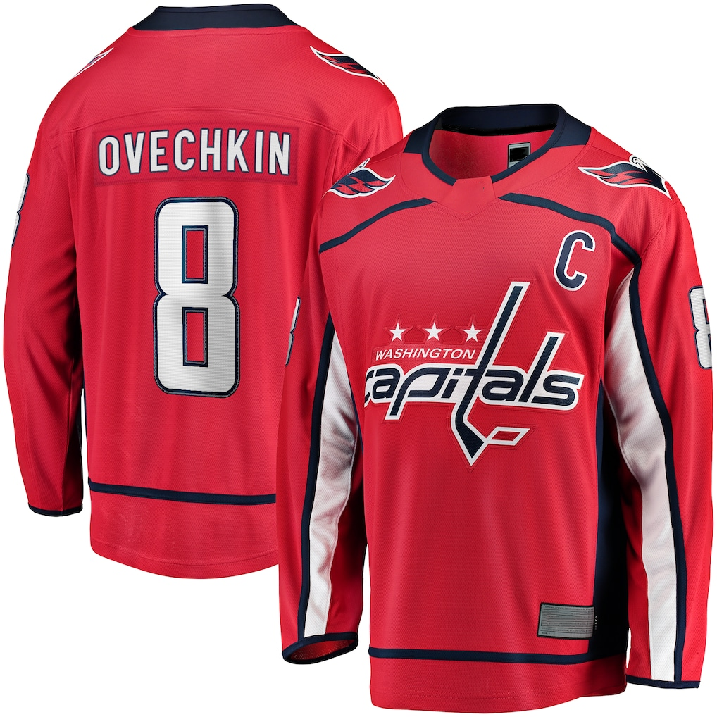 Tocy W.Capitals #8 Alexander Ovechkin Red Captain Patch Home Breakaway Jerseys