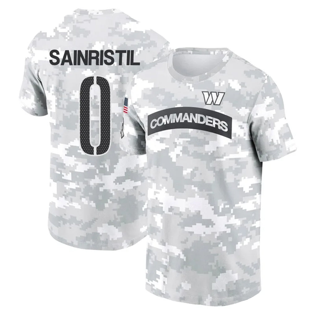 tocy W.Commanders #0 Mike Sainristil Player Salute to Service Hoodies T-Shirts Stitched Jerseys