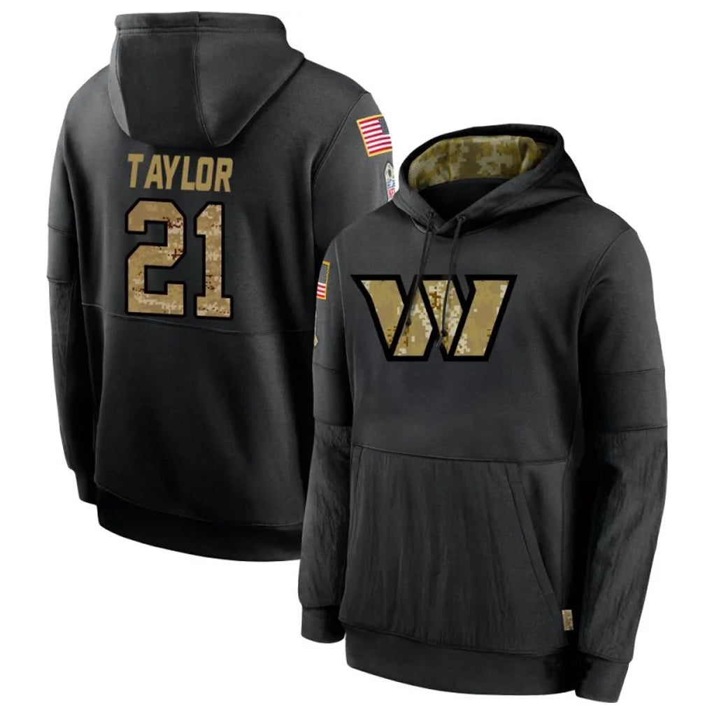 tocy W.Commanders #21 Sean Taylor Player Black Salute to Service Hoodies Stitched Jerseys