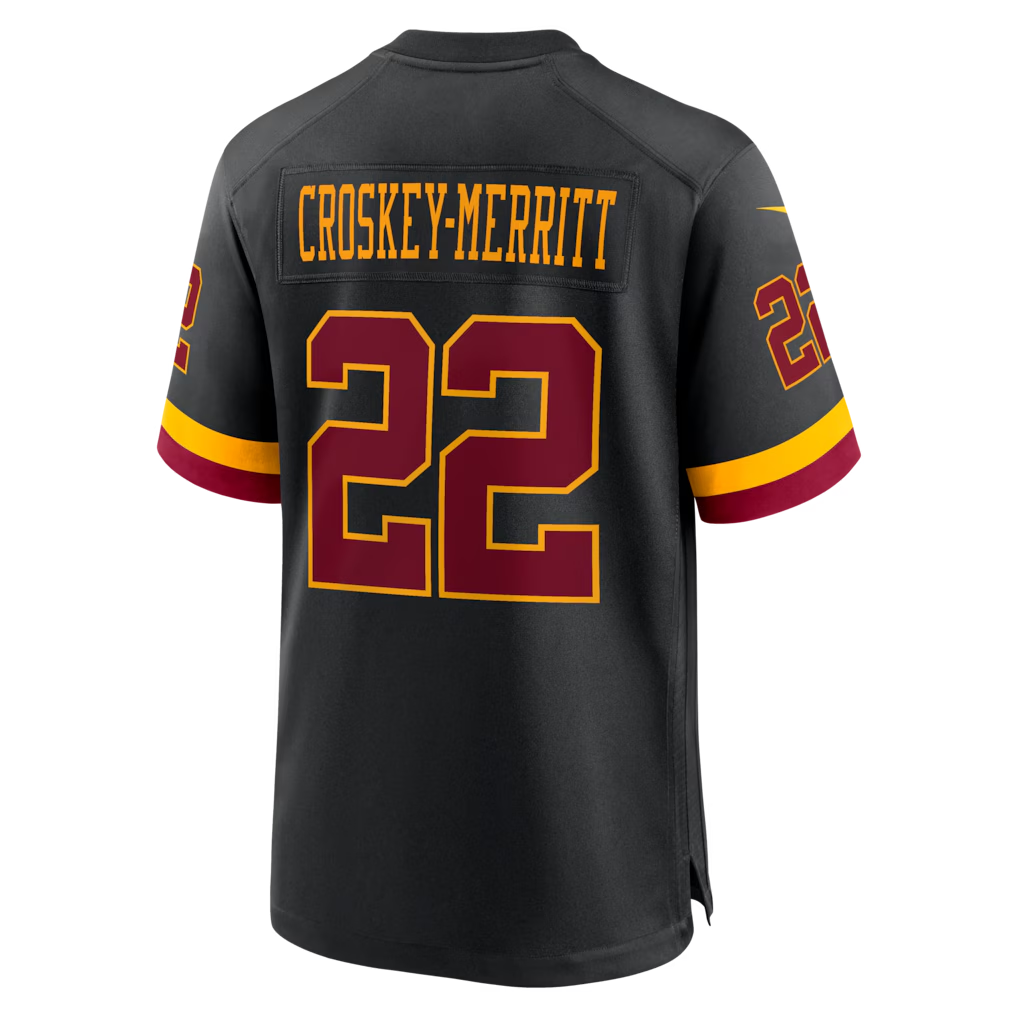 tocy W.Commanders #22 Jacory Croskey-Merritt Black Hail Raiser Alternate Game Stitched Jerseys