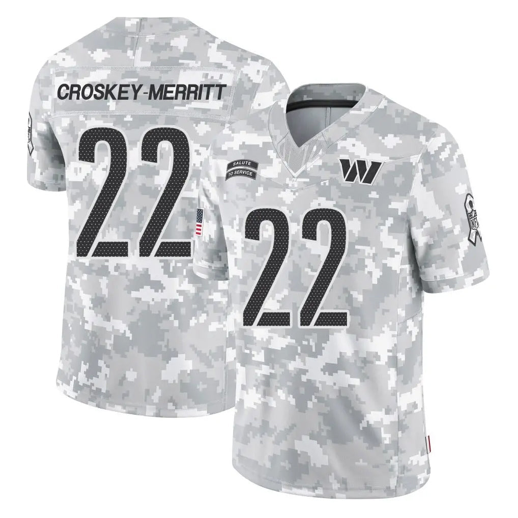 tocy W.Commanders #22 Jacory Croskey-Merritt Player Arctic Camo Salute to Service Limited Stitched Jerseys