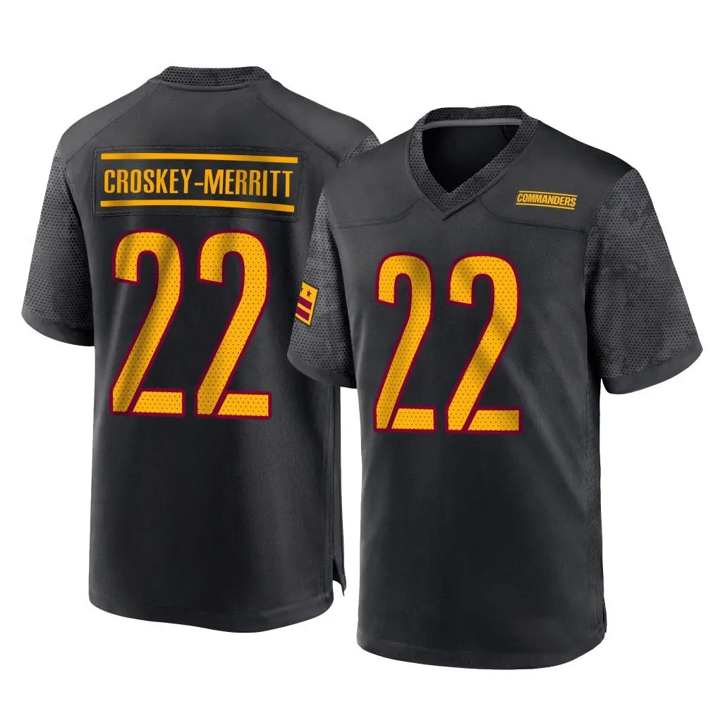 tocy W.Commanders #22 Jacory Croskey-Merritt Player Black Home Game Stitched Jerseys