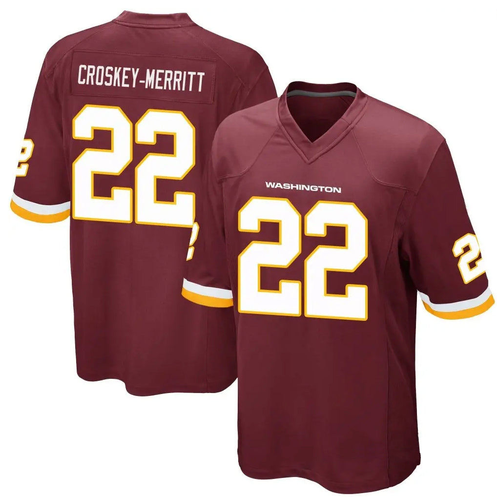 tocy W.Commanders #22 Jacory Croskey-Merritt Player Burgundy Game Stitched Jerseys