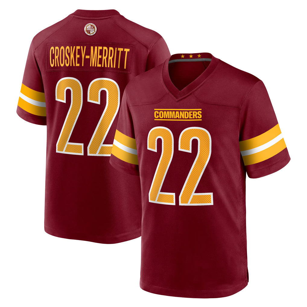 tocy W.Commanders #22 Jacory Croskey-Merritt Player Burgundy Home Game Stitched Jerseys