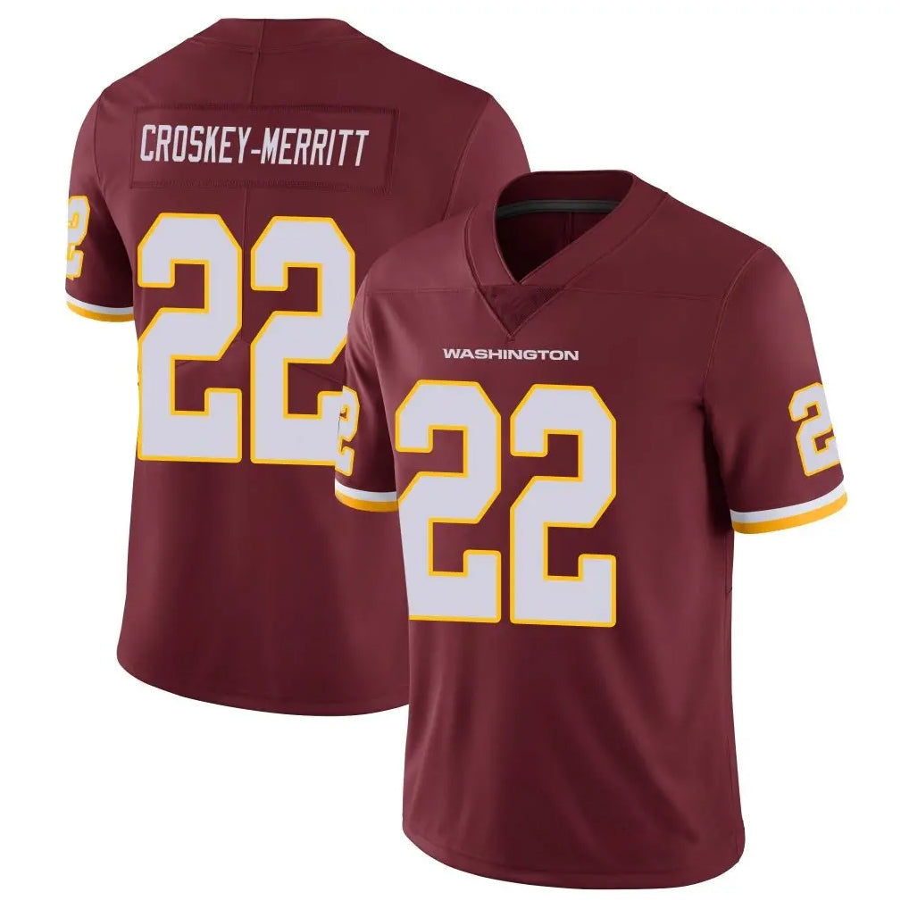 tocy W.Commanders #22 Jacory Croskey-Merritt Player Burgundy Vapor Limited Stitched Jerseys
