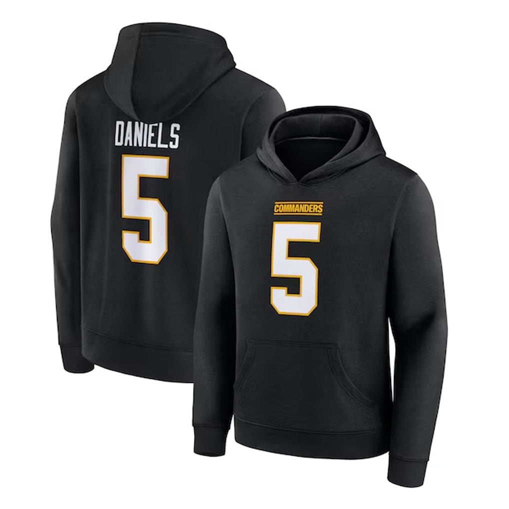 tocy W.Commanders #5 Jayden Daniels Player Black Salute to Service Hoodies Stitched Jerseys