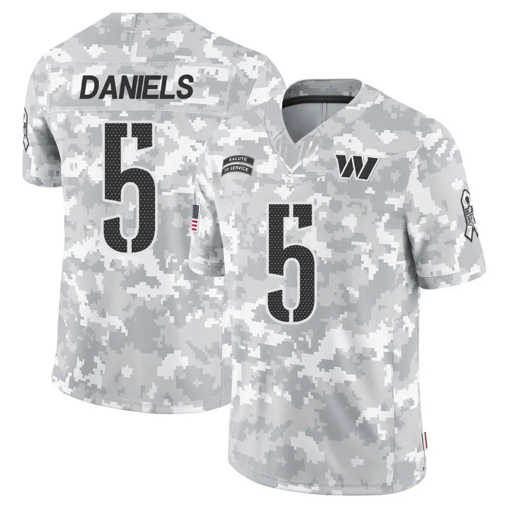 tocy W.Commanders #5 Jayden Daniels Player Limited Arctic Camo Salute to Service Stitched Jerseys