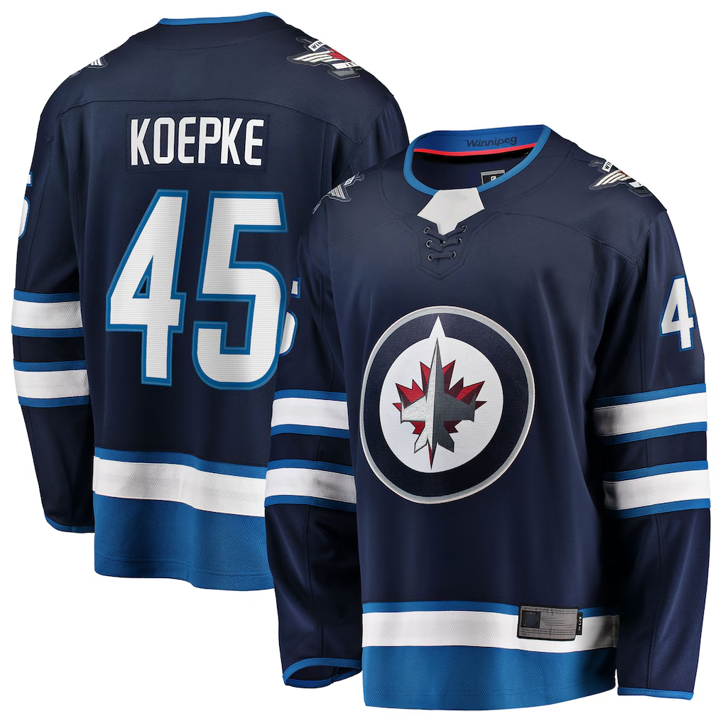 Tocy W.Jets #45 Cole Koepke Navy Home Breakaway Jerseys