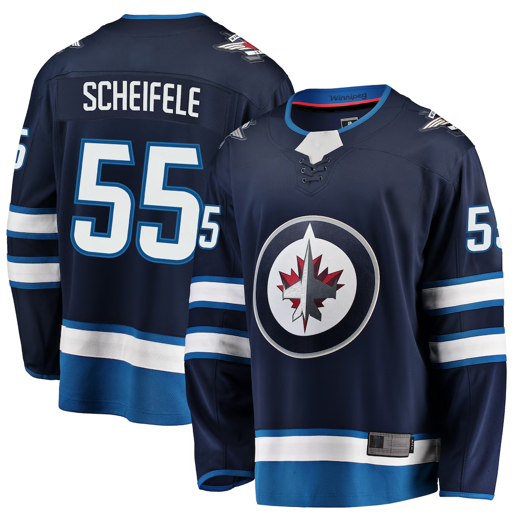 Tocy W.Jets #55 Mark Scheifele Navy Breakaway Replica Jerseys