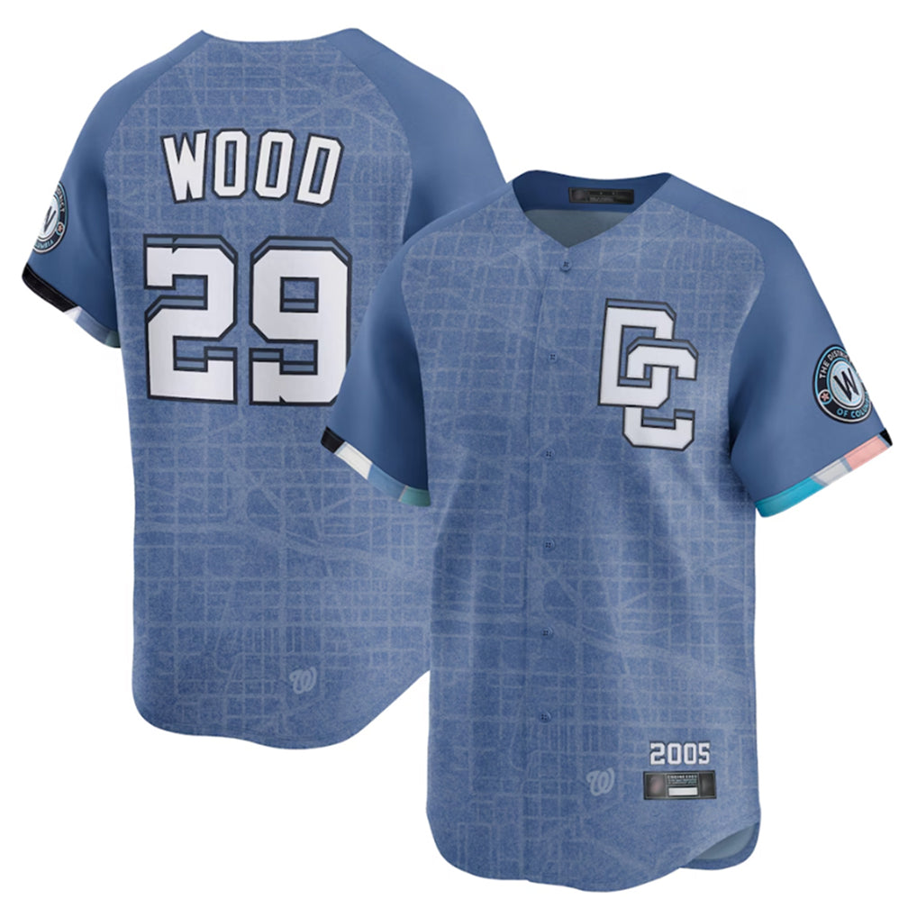 tocy W.Nationals #29 James Wood Player Blue Limited City Connect Stitched Jerseys