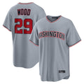 tocy W.Nationals #29 James Wood Player Gray Road Replica Stitched Jerseys