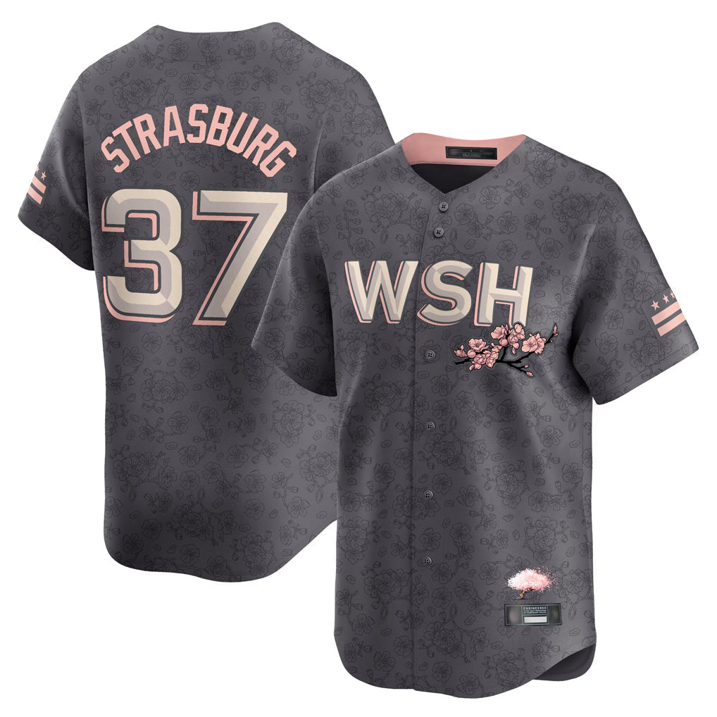 tocy W.Nationals #37 Stephen Strasburg Player Gray City Connect Stitched Jerseys