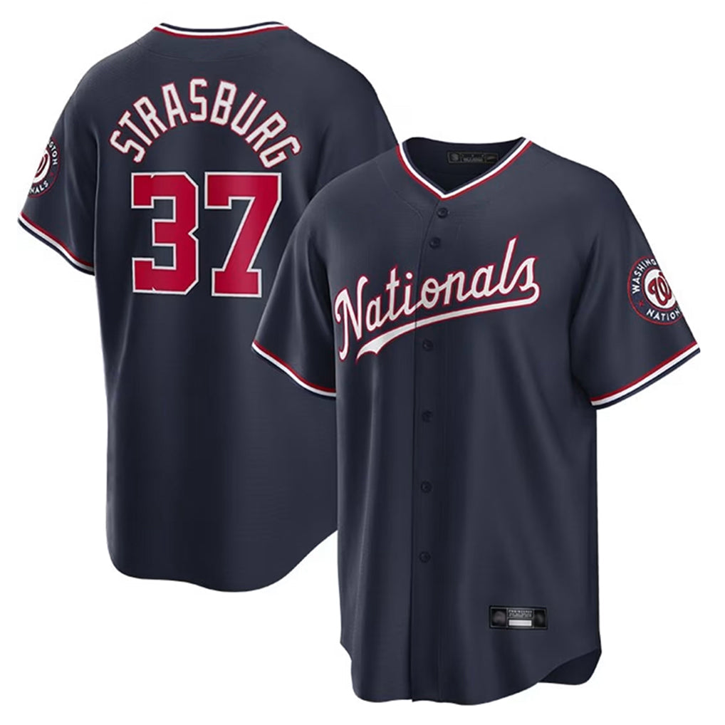 tocy W.Nationals #37 Stephen Strasburg Player Navy Replica Stitched Jerseys