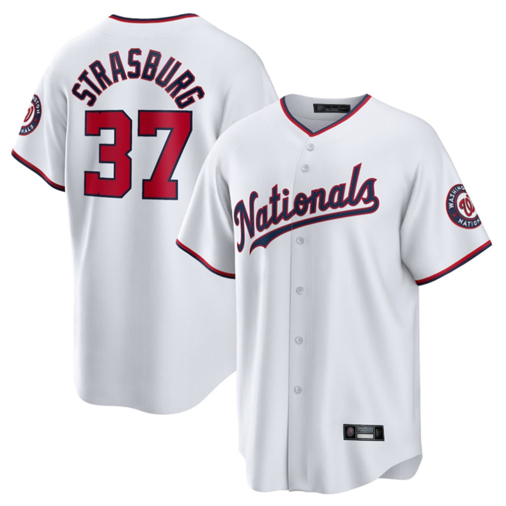 tocy W.Nationals #37 Stephen Strasburg Player White Home Game Stitched Jerseys