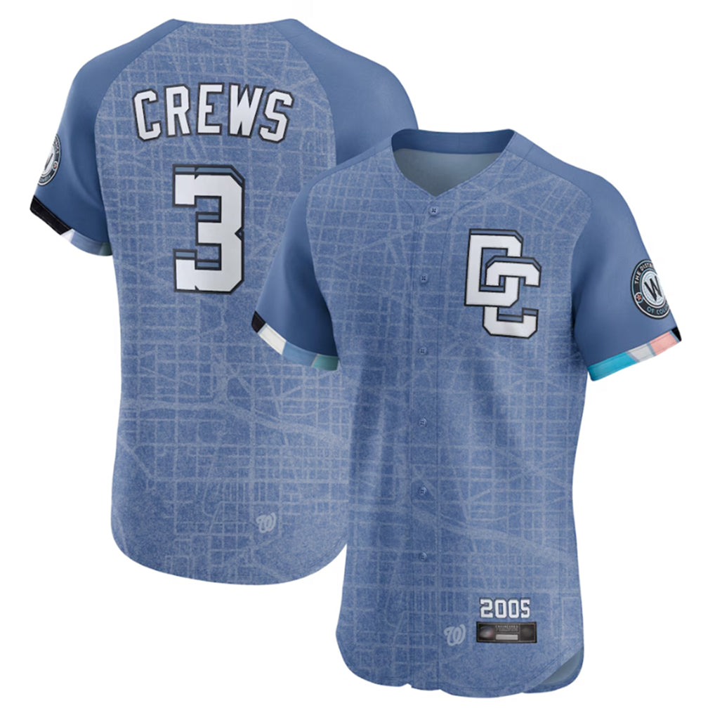 tocy W.Nationals #3 Dylan Crews Player Blue City Connect Elite Stitched Jerseys