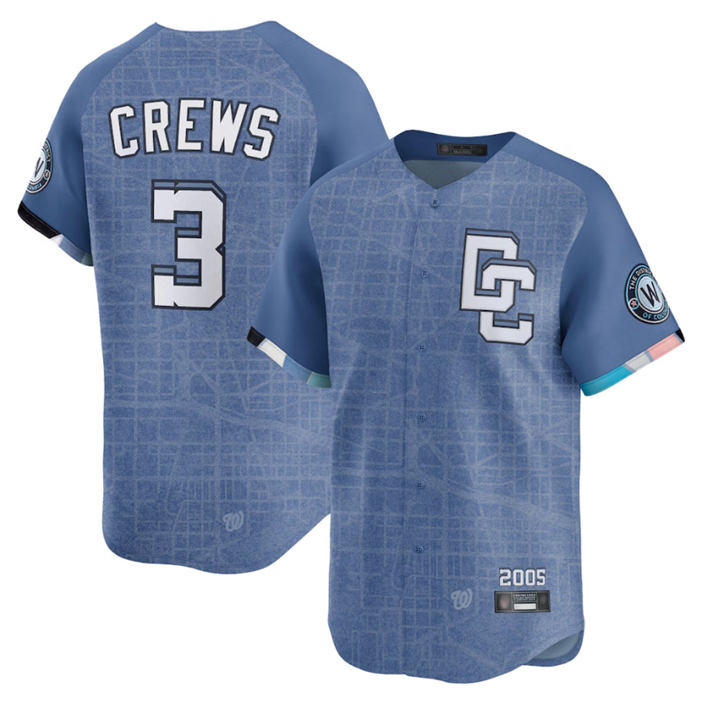 tocy W.Nationals #3 Dylan Crews Player Blue Limited City Connect Stitched Jerseys