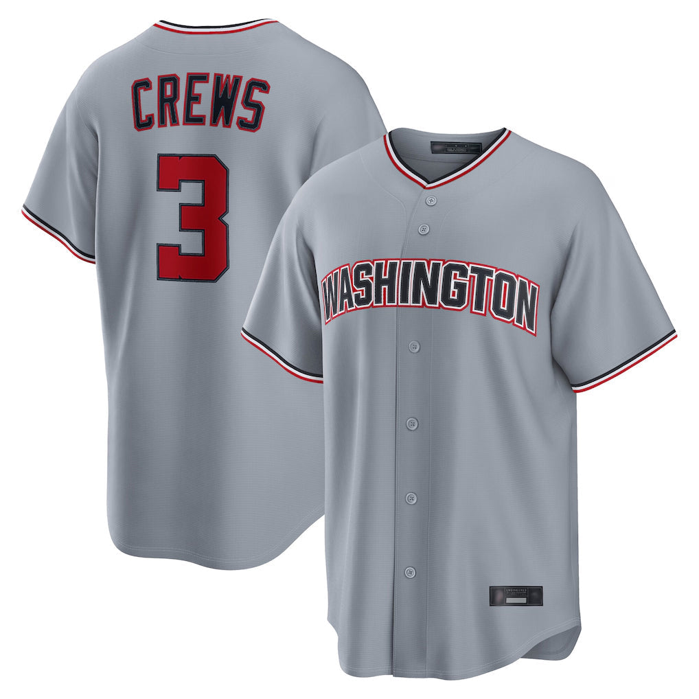 tocy W.Nationals #3 Dylan Crews Player Gray Alternate Game Stitched Jerseys