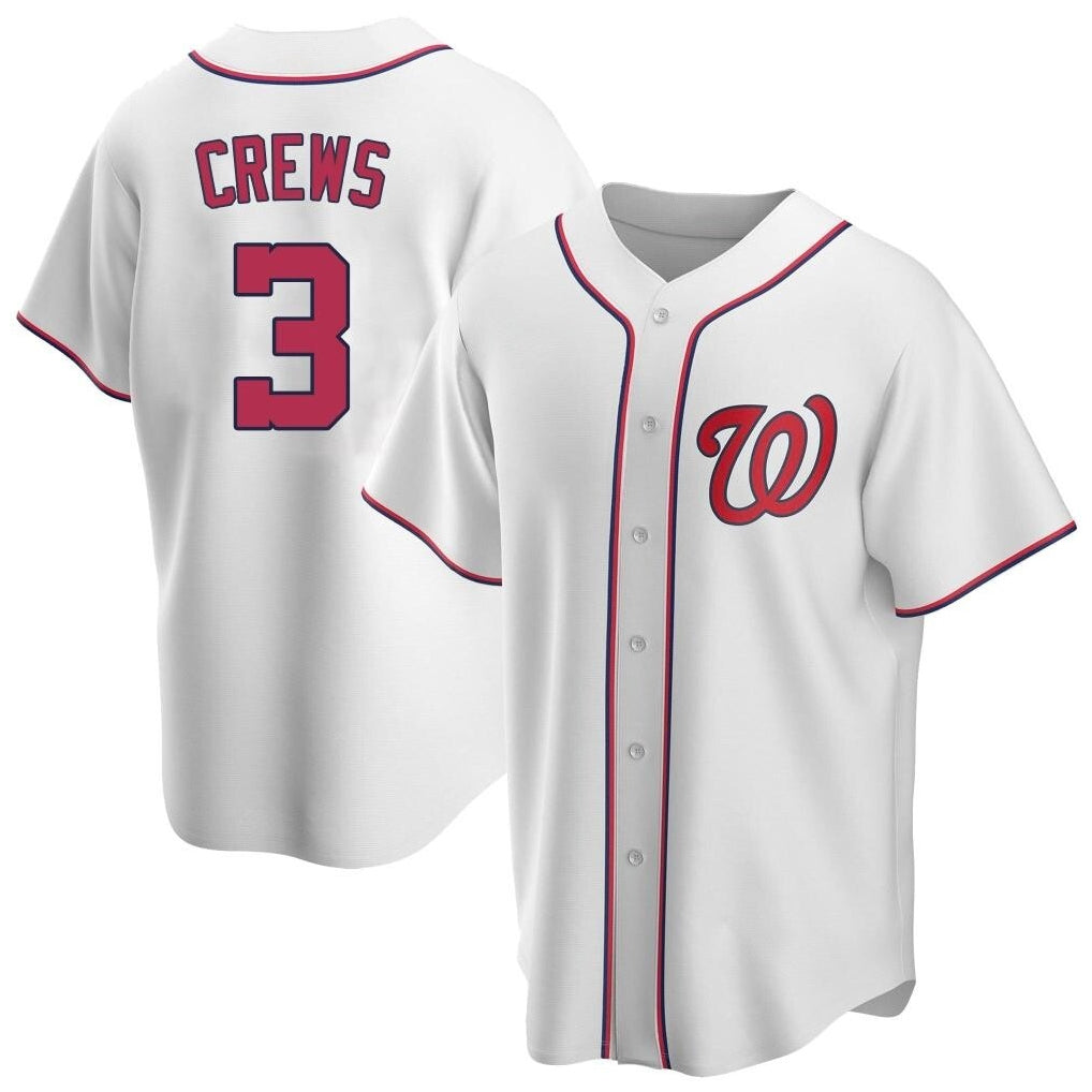 tocy W.Nationals #3 Dylan Crews Player White Game Replica Stitched Jerseys