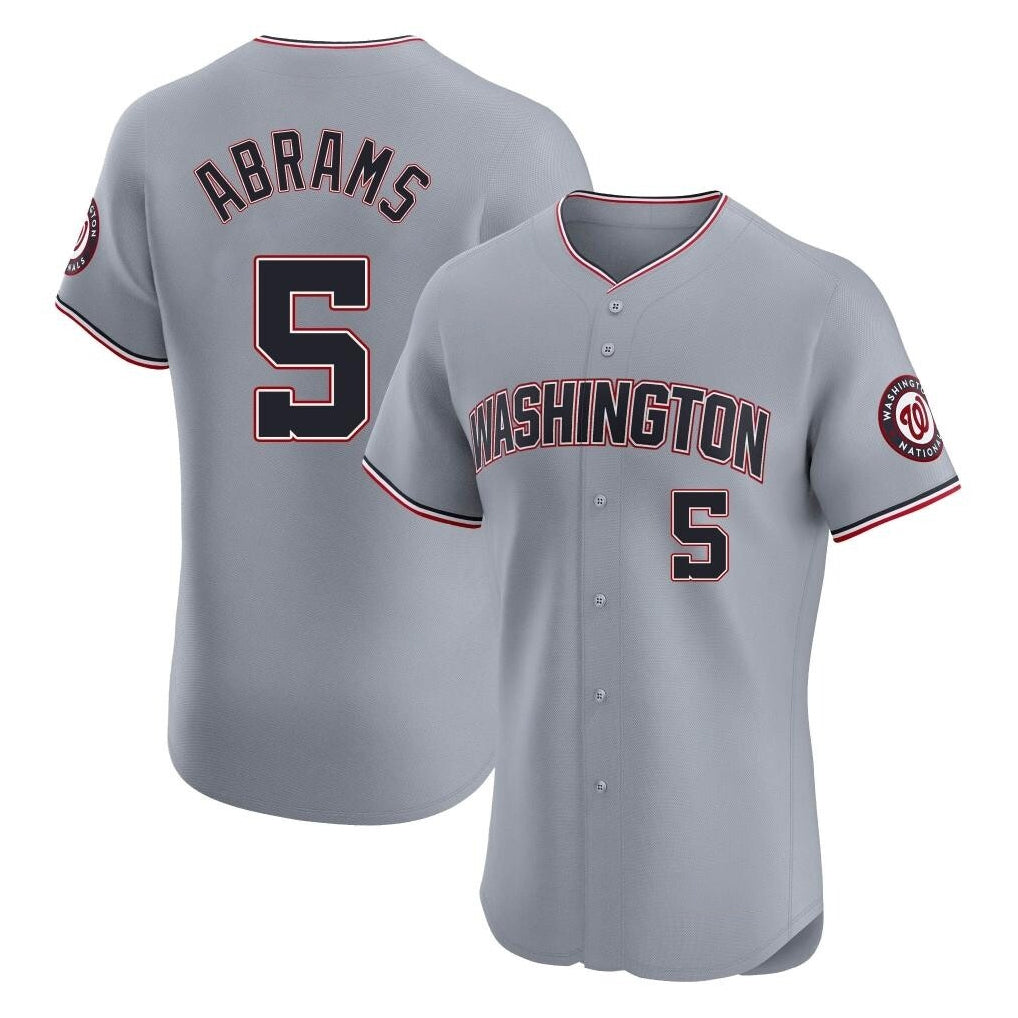tocy W.Nationals #5 CJ Abrams Player Gray Elite Road Replica Stitched Jerseys