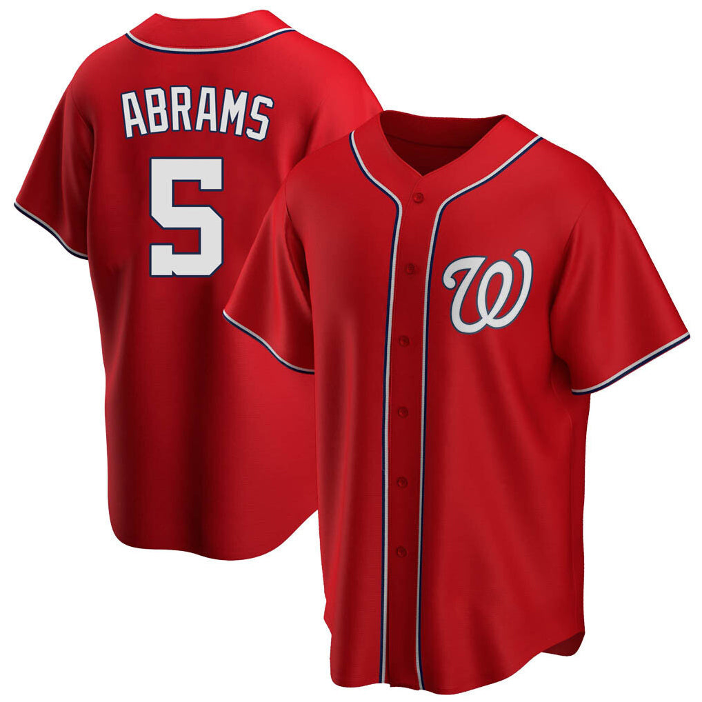 tocy W.Nationals #5 CJ Abrams Player Red Replica Alternate Game Jerseys
