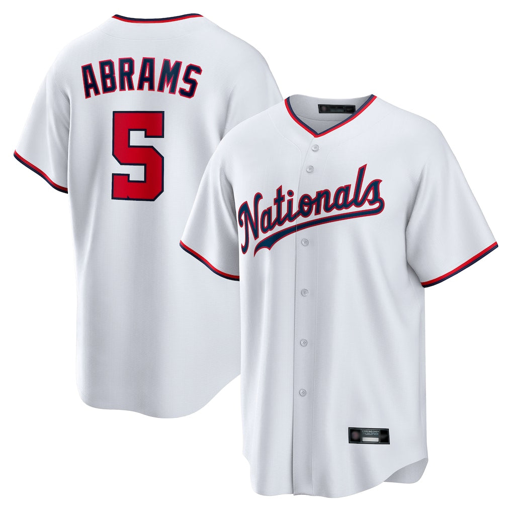 tocy W.Nationals #5 CJ Abrams Player White Home Replica Stitched Jerseys