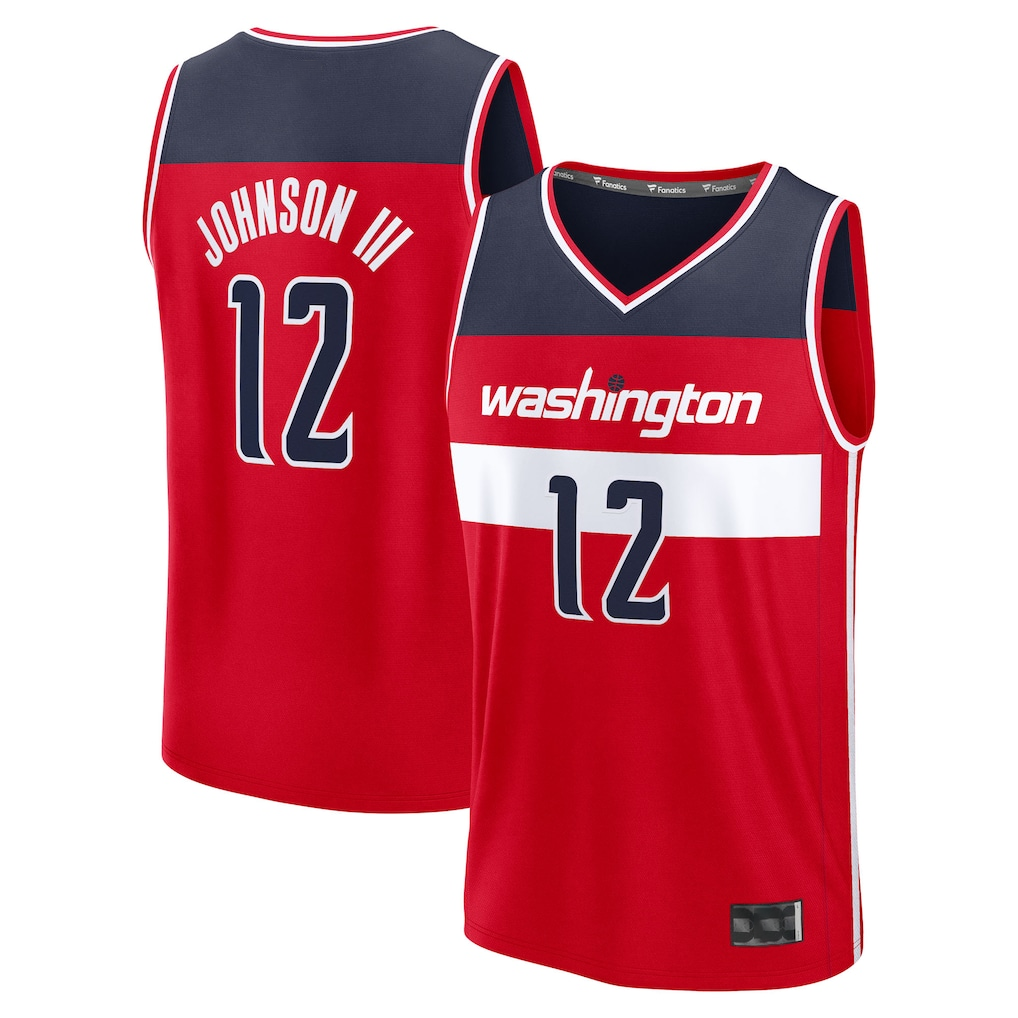 tocy W.Wizards #12 Tre Johnson III Red 2025  Draft First Round Pick Fast Break Replica Jerseys - Icon Edition