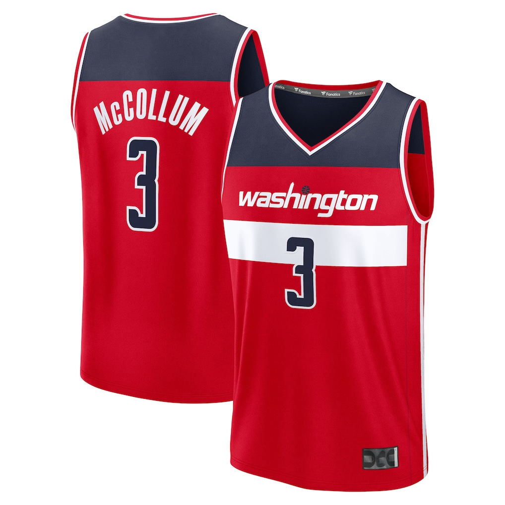 tocy W.Wizards #3 CJ McCollum Red Fast Break Replica Player Jerseys - Icon Edition