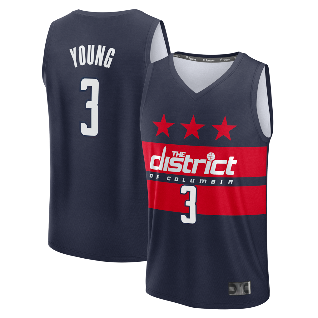 tocy W.Wizards #3 Trae Young Navy Fast Break - Statement Edition
