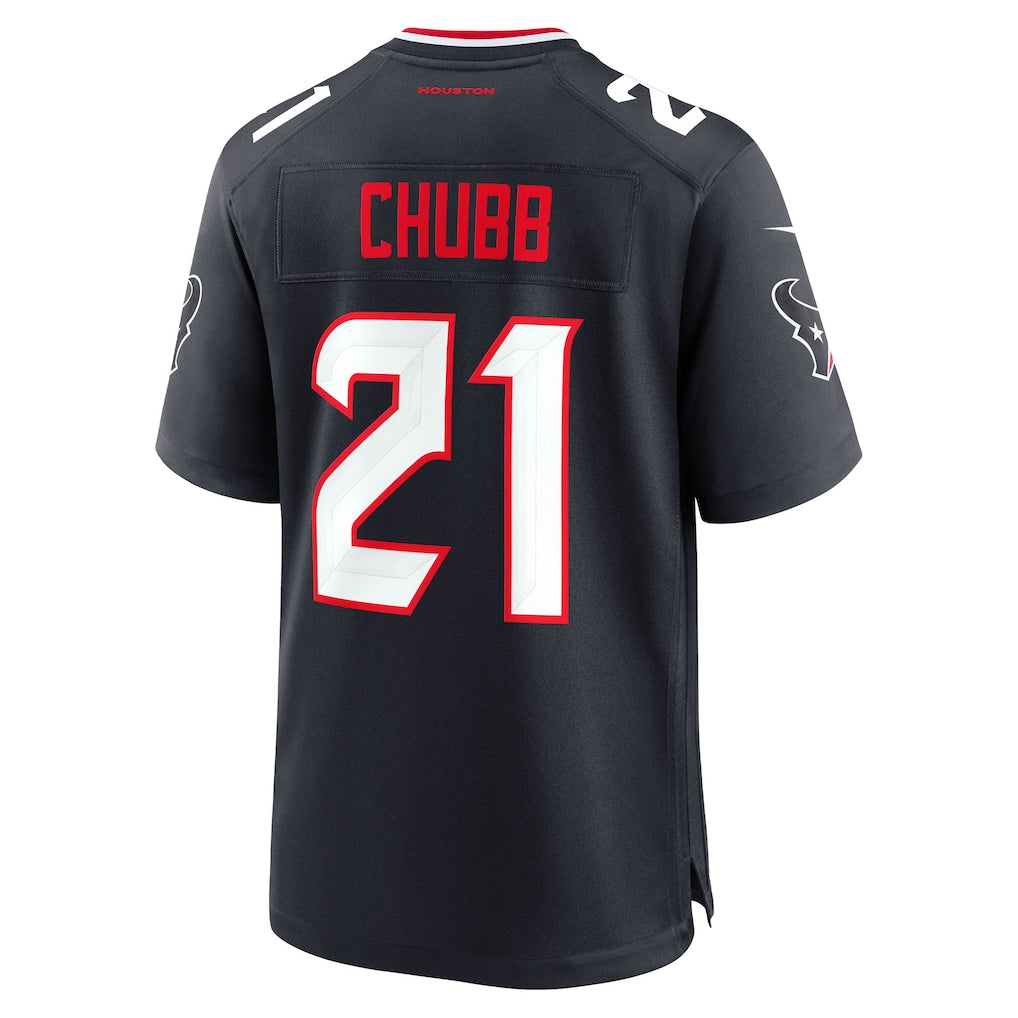 Tocy H.Texans #21 Nick Chubb Navy Team Game Jersey
