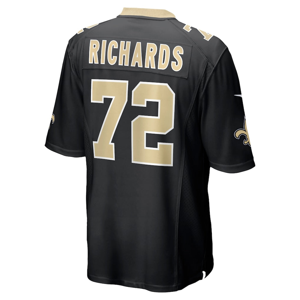 Tocy NO.Saints #72 Asim Richards Black Team Game Jersey