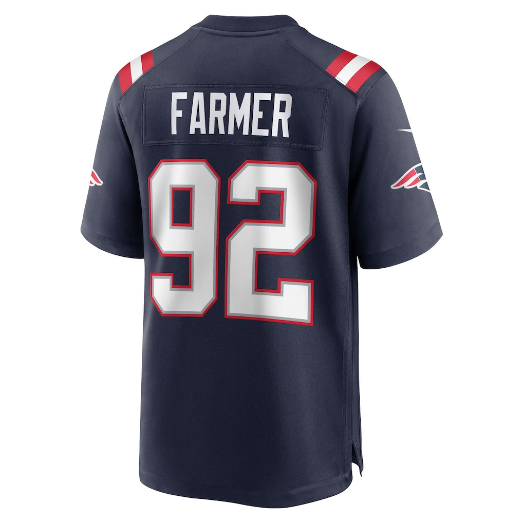 Tocy NE.Patriots #92 Joshua Farmer Navy Team Game Jersey